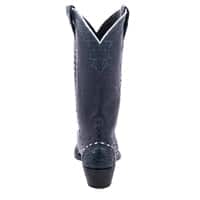 Burns Ladies 13" Navy Full Quill Ostrich and Caiman Cowboy Boots