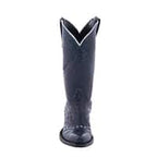 Burns Ladies 13" Navy Full Quill Ostrich and Caiman Cowboy Boots