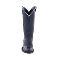 Burns Ladies 13" Navy Full Quill Ostrich and Caiman Cowboy Boots
