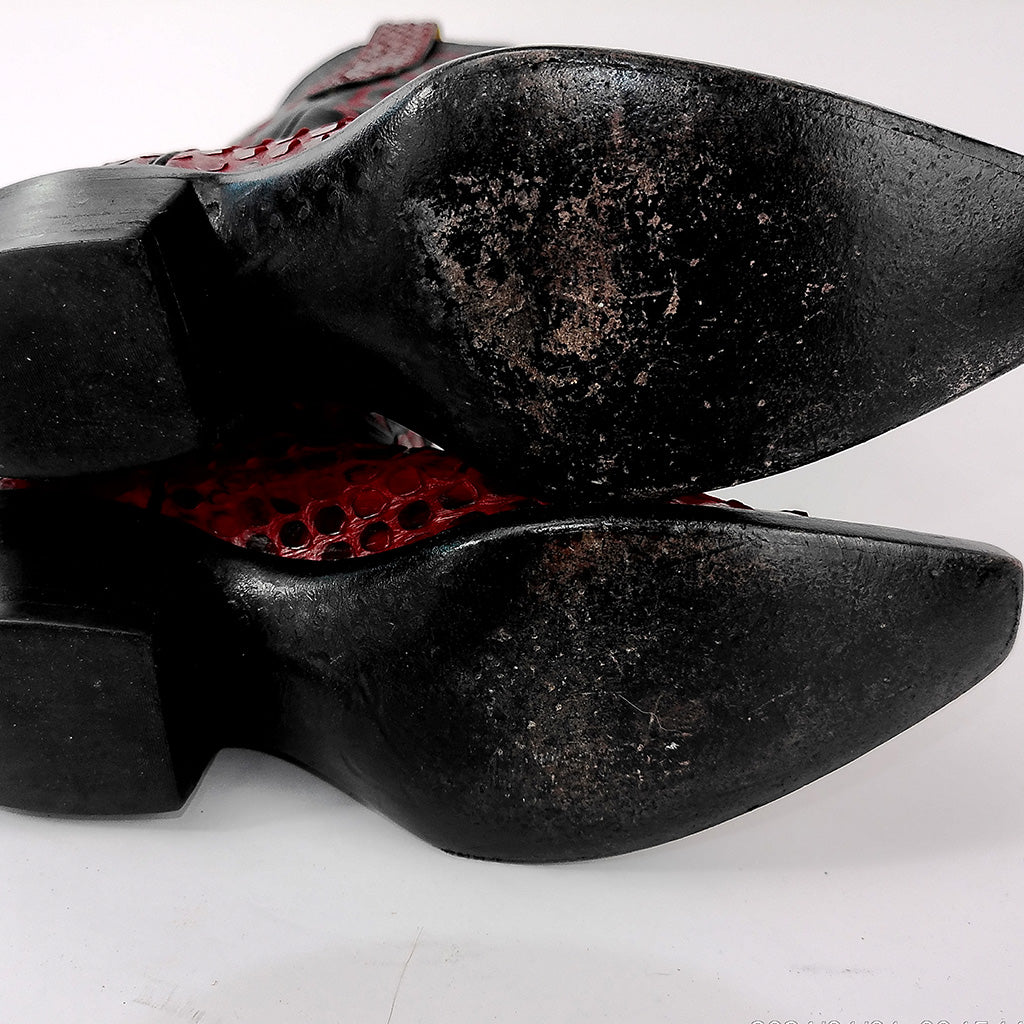 Nearly New Unbranded Women's Snakeskin Snip Toe Cowboy Boots - Size 6.5 - Black