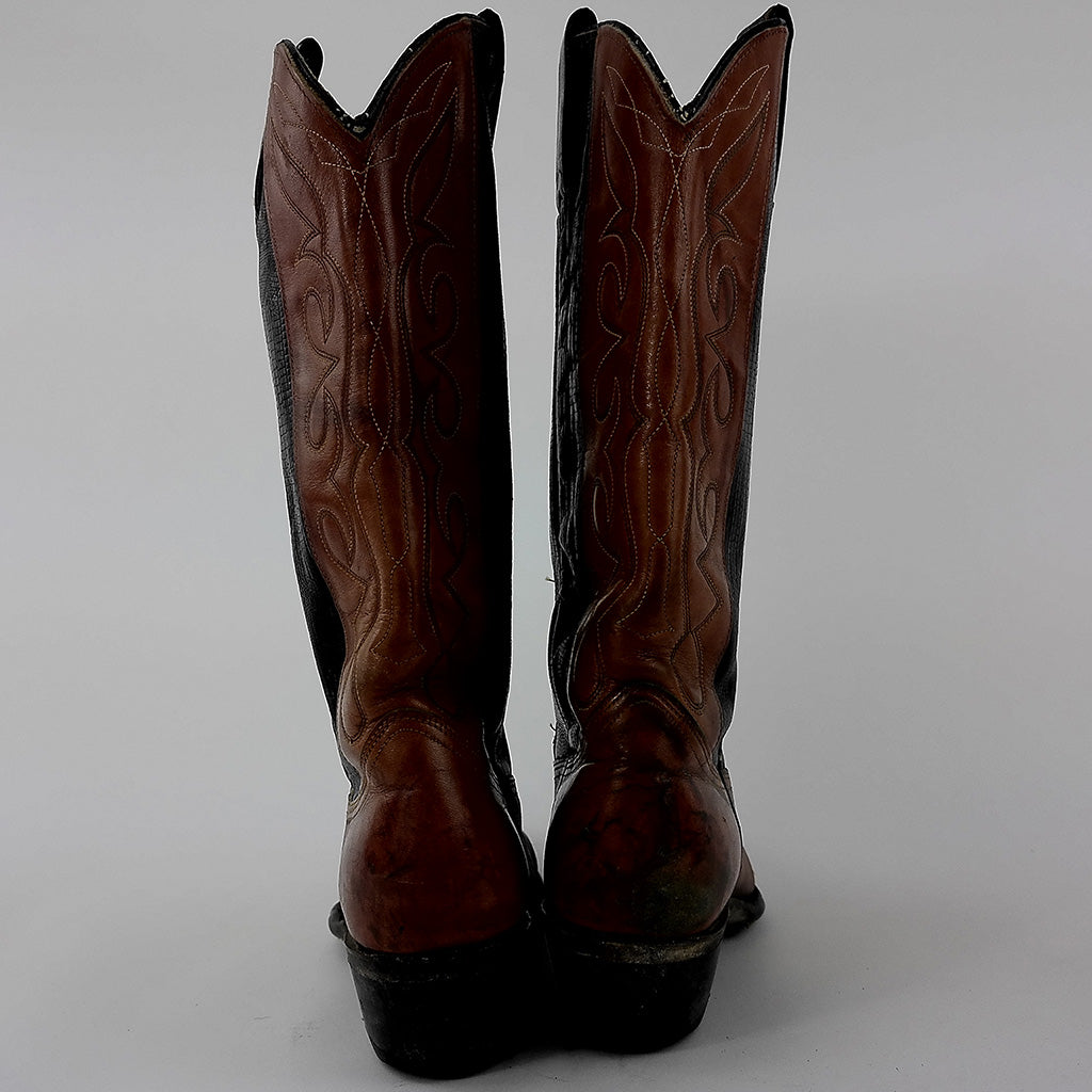Previously Loved Imperial Men's Lizard Round Toe Cowboy Boots - Size 8 - Black