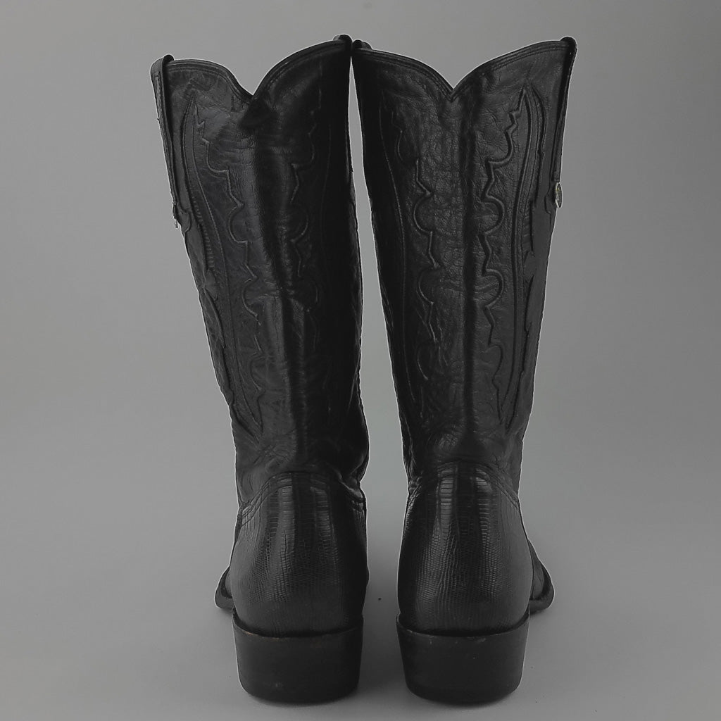 Previously Loved Montana Men's Lizard Round Toe Cowboy Boots - Size 10.5 - Black