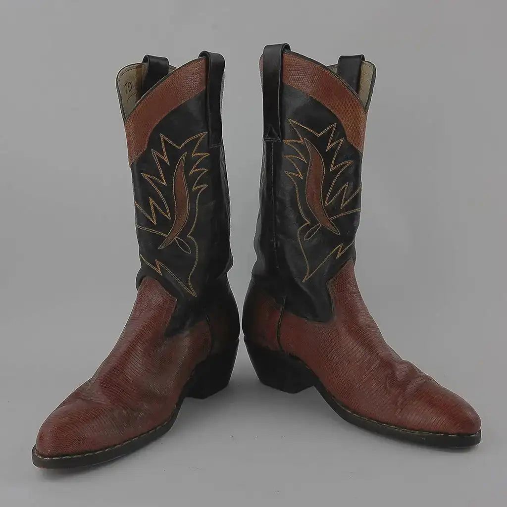 Previously Loved Unbranded Men's Lizard Round Toe Cowboy Boots - Size 7 - Black