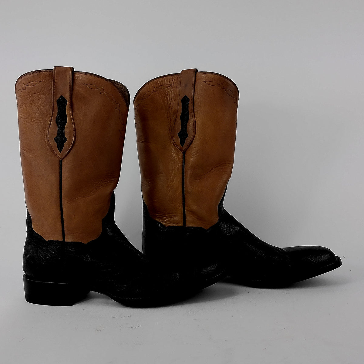 New JB Hill Sonoma Women's Ostrich Round Toe Shortie Cowboy Boots - Size 7.5 - Black