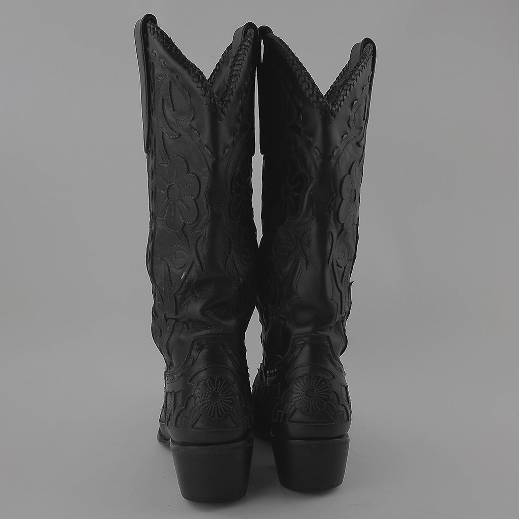 Previously Loved Lane Women's Overlay Snip Toe Cowboy Boots - Size 8 - Black