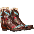 Back at the Ranch Madam Butterfly Ankle Zipper with Lug - Brown / Turquoise