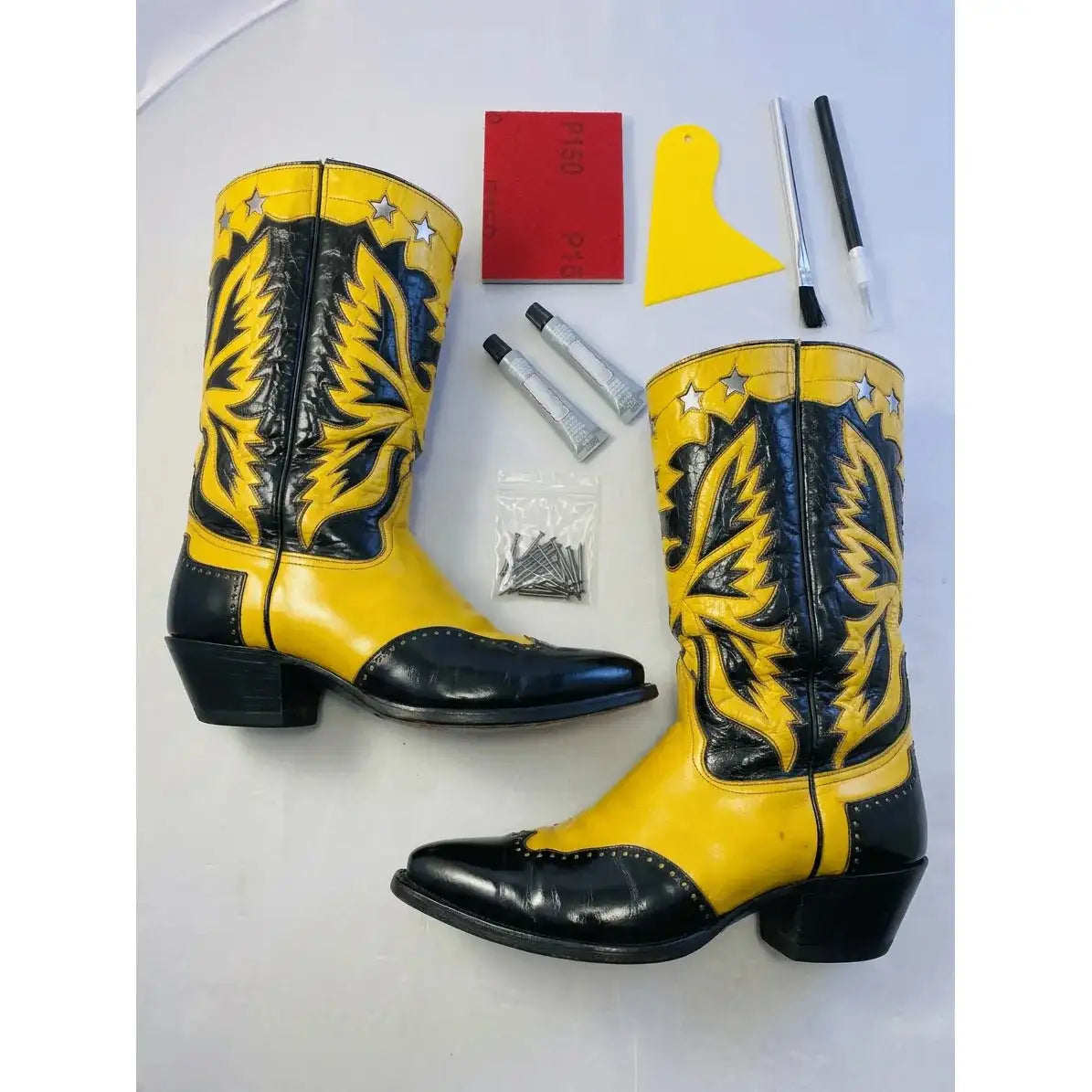Cowboy Boot Heel Cap Replacement Kit - Set for Stacked Leather Heels (5 Styles)
