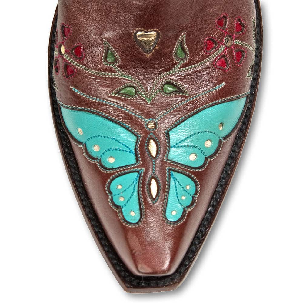Back at the Ranch Madam Butterfly Ankle Zipper with Lug - Brown / Turquoise