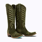 Stunning Olive-Colored Lane Squash Blossom Boot