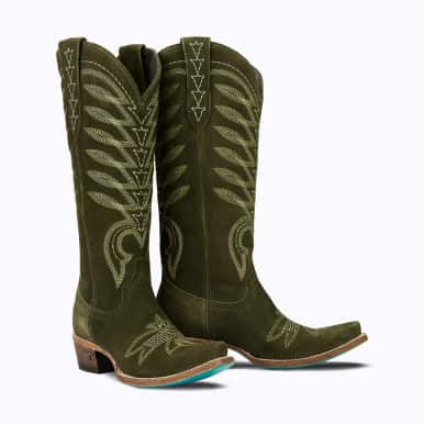 Stunning Olive-Colored Lane Squash Blossom Boot