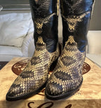 Black Jack Men's Handmade Exotic Eastern Diamondback Rattlesnake Boots 8C/7.5D!