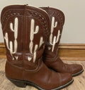 RARE  1950s Kirkendall Gladiator cactus-inlay cowboy boots-Men sz 8 Women sz 9.5