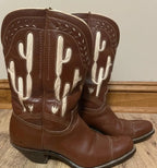 RARE  1950s Kirkendall Gladiator cactus-inlay cowboy boots-Men sz 8 Women sz 9.5