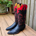 Vintage CABOOTS Custom Women's Cowboy Boots Black/Red Size 8 B Made In USA $1100