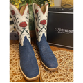 Lucchese Boots 'Evening Patriots' Blue Sueded Caiman 11.5D *NEW*