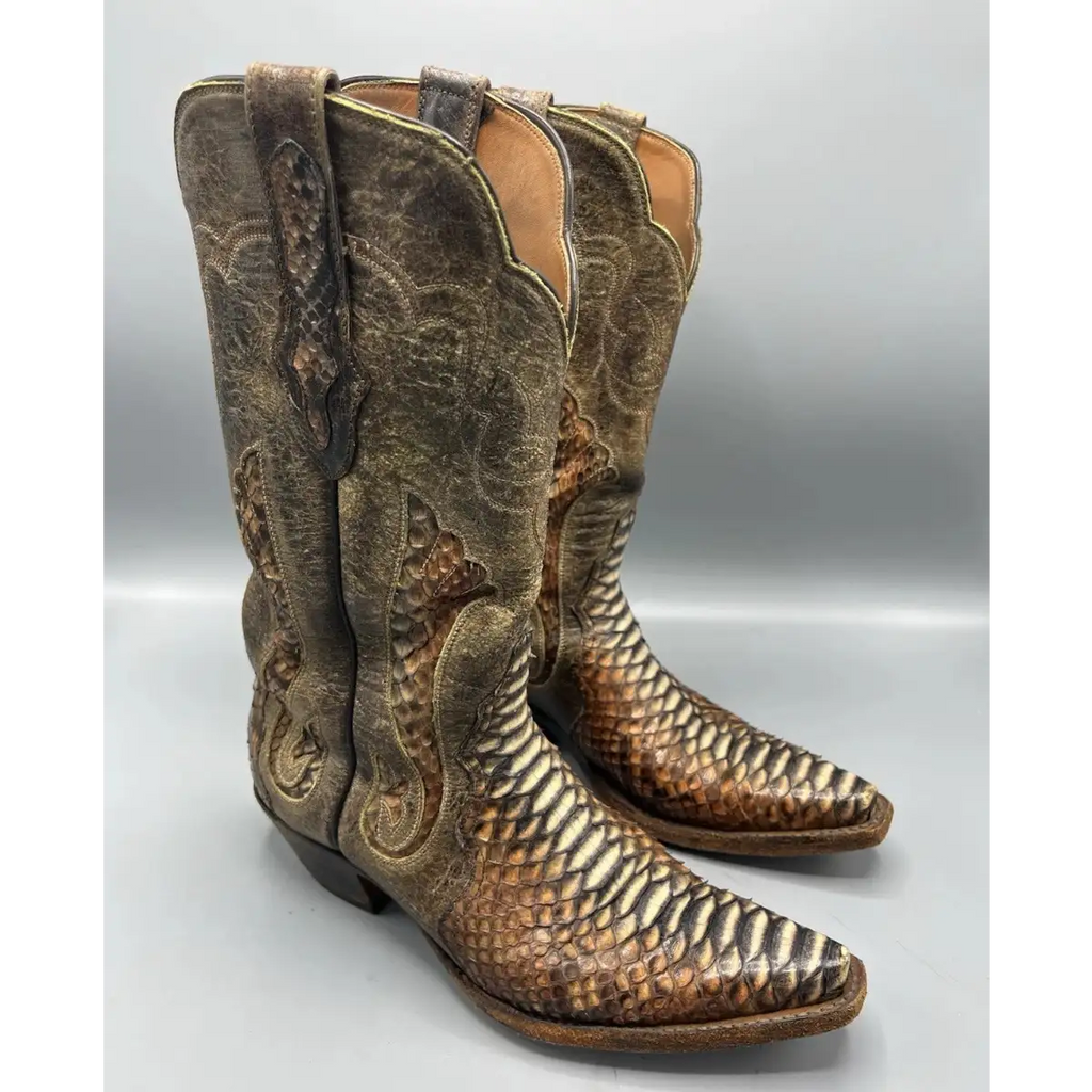 Black Jack Buffalo and Python Snake Rust Dyed Women's 8 B Triad Cowboy Boots