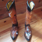 Hand-tooled and whip stitched women's cowboy boots