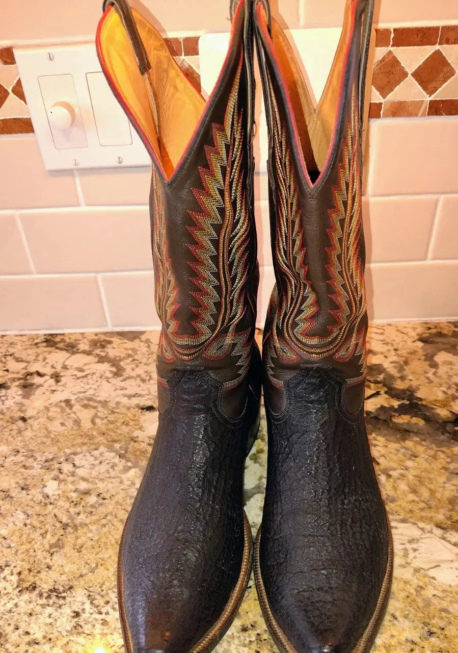Heritage Boots Black Sharkskin Leather Cowboy Boots - US Size 11 D (Men's)