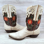 VTG Old Gringo Flower Western Boots Women 9 B Beige Floral Cowboy Cowgirl