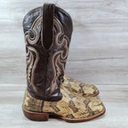 Cowtown Canebrake Rattlesnake Cowboy Boot Men 8.5 D Brown Natural Exotic Western
