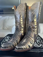 Black Jack Men's Handmade Exotic Tiger Brown Stingray Triad Snip Toe Boots 8.5EE
