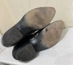 Vintage T.O. Stanley MEN'S Black Cherry Leather COWBOY WESTERN BOOTS SIZE 8 Rare