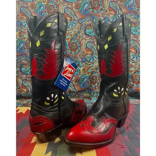 Vintage Tony Lama Inlaid Leather Boots Women’s 5.5 M NOS