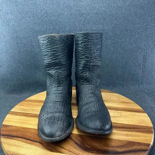 J.B. Hill Mens Black Exotic Textured Leather Texas Handmade Cowboy Boots 10D