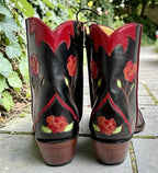 BACK AT THE RANCH O'Susanna Red Rose Floral 9.5C Cowgirl ANKLE BOOTS