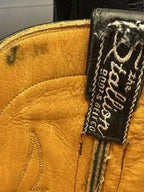 Stallion Women's All Black Calfskin Hand Tooled Wing Tip, Foxing, Collar Size 6B