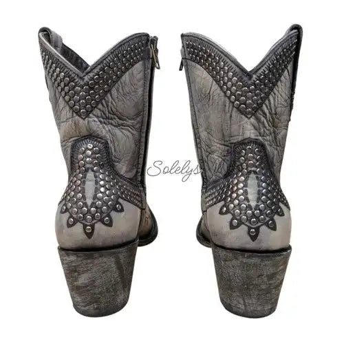 Old Gringo RARE Gunmetal Nailhead Studded Leather Distressed Cowboy Boot 9.5B