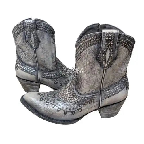 Old Gringo RARE Gunmetal Nailhead Studded Leather Distressed Cowboy Boot 9.5B
