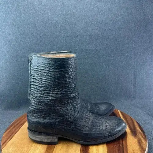 J.B. Hill Mens Black Exotic Textured Leather Texas Handmade Cowboy Boots 10D