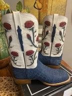 Lucchese Boots 'Evening Patriots' Blue Sueded Caiman 11.5D *NEW*