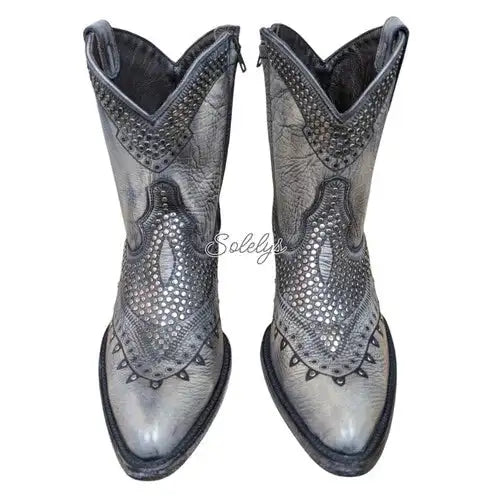 Old Gringo RARE Gunmetal Nailhead Studded Leather Distressed Cowboy Boot 9.5B