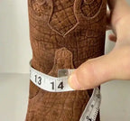 Lucchese Chocolate Full Hippo Print VTG Cowboy Boots 9.5c (Fit 8.5D)