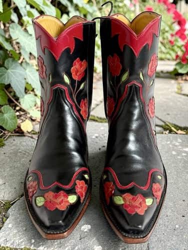BACK AT THE RANCH O'Susanna Red Rose Floral 9.5C Cowgirl ANKLE BOOTS
