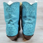 Back At The Ranch Full Ostrich Short Western Boots Women 9.5 C Blue Turquoise