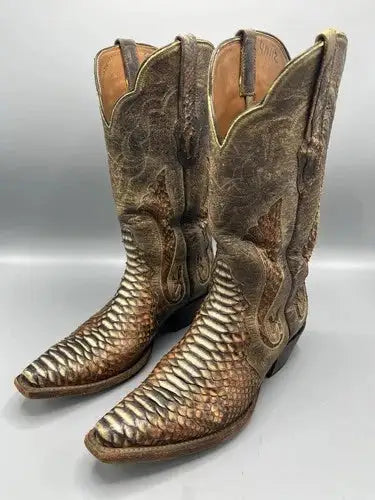 Black Jack Buffalo and Python Snake Rust Dyed Women's 8 B Triad Cowboy Boots