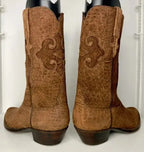 Lucchese Chocolate Full Hippo Print VTG Cowboy Boots 9.5c (Fit 8.5D)