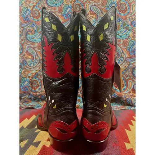 Vintage Tony Lama Inlaid Leather Boots Women’s 5.5 M NOS