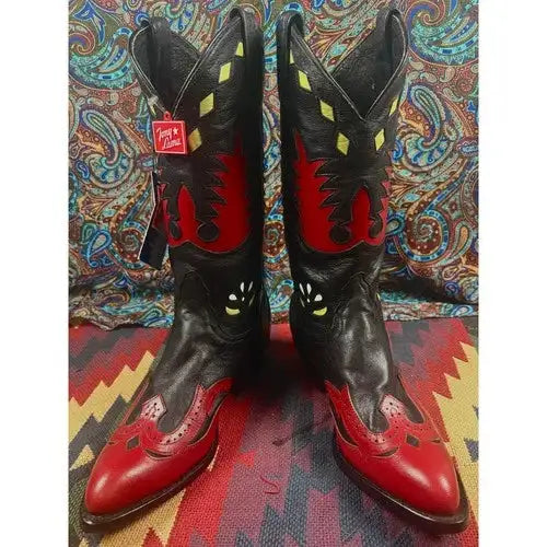 Vintage Tony Lama Inlaid Leather Boots Women’s 5.5 M NOS
