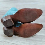 Back At The Ranch Full Ostrich Short Western Boots Women 9.5 C Blue Turquoise