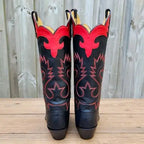 Vintage CABOOTS Custom Women's Cowboy Boots Black/Red Size 8 B Made In USA $1100