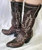 Vintage Champion Attitude Brown Leather Western Boots Embroidered Womens 6.5M Handmade