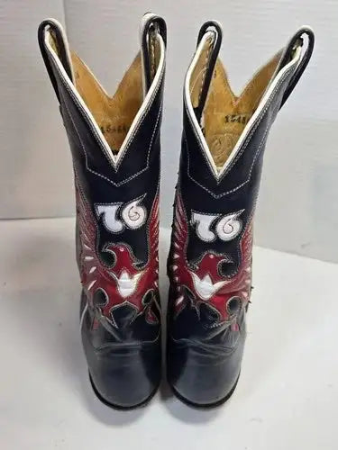 Vintage Tony Lama Bicentennial Eagle Cowboy Boots Womans 10.5 B Gold Label 1976