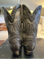 Stallion Women's All Black Calfskin Hand Tooled Wing Tip, Foxing, Collar Size 6B