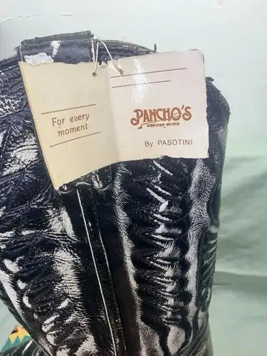 Vintage Western Boots New Men’s 10 Black Leather Cowboy 90s NOS Box Tags