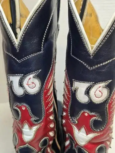 Vintage Tony Lama Bicentennial Eagle Cowboy Boots Womans 10.5 B Gold Label 1976