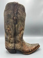 Black Jack Buffalo and Python Snake Rust Dyed Women's 8 B Triad Cowboy Boots